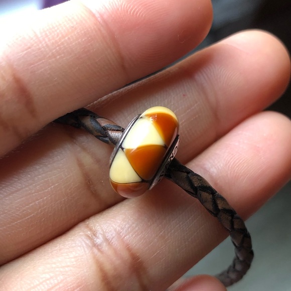 Pandora Brown Leather Bracelet Wrap Around Wrist Twice / Necklace with 11 Charms - Picture 10 of 13